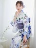 画像2: 【即日発送】【浴衣】白地に水彩牡丹のクラシック浴衣 グラデーション帯 【浴衣３点セット 浴衣/帯/下駄】OBI-g-500-kj-9-NV / HIMO-900-yn-4-GYxGY / YA-953-kn-BL  / HEKO-800-sb-5-W / GETA-02-ok-3-LBL [YMT] (2)