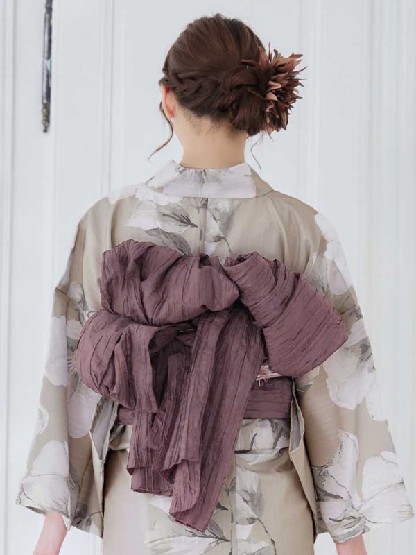 画像6: 【即日発送】ベージュ地にアネモネの大人花浴衣  【浴衣３点セット 浴衣/帯/下駄】[YMT]