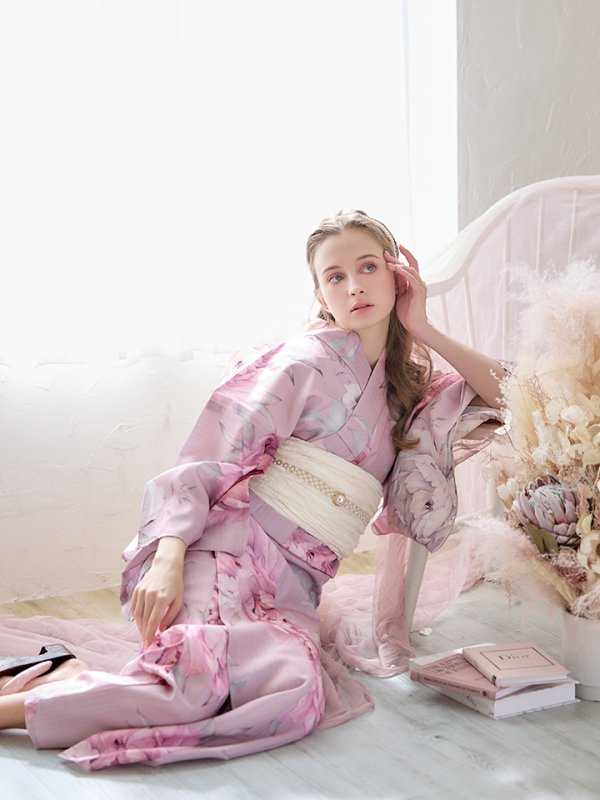 画像13: 【即日発送】【浴衣】大人スウィート/ピンク地に大柄牡丹浴衣[YMT]