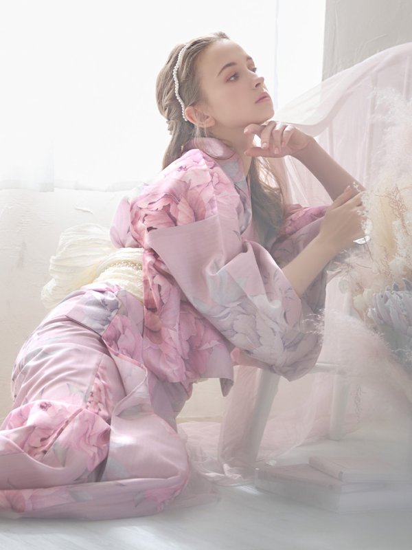 画像20: 【即日発送】【浴衣】大人スウィート/ピンク地に大柄牡丹浴衣[YMT]