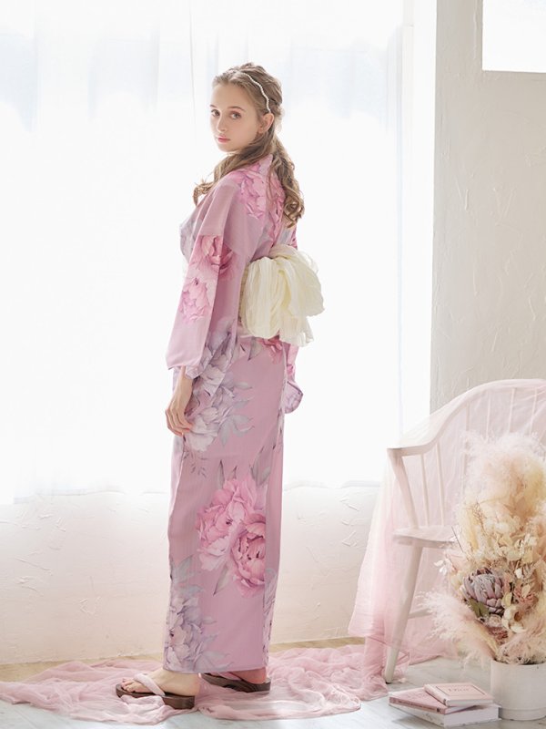 画像22: 【即日発送】【浴衣】大人スウィート/ピンク地に大柄牡丹浴衣[YMT]