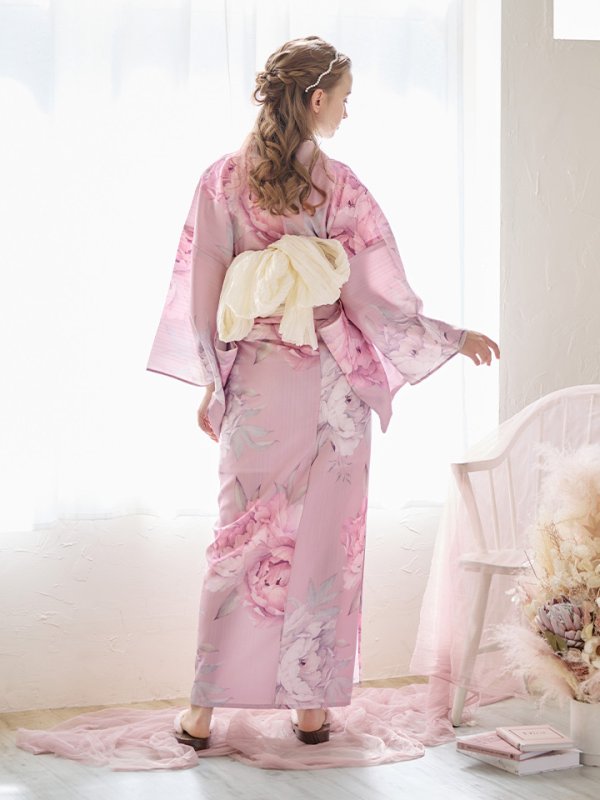 画像24: 【即日発送】【浴衣】大人スウィート/ピンク地に大柄牡丹浴衣[YMT]