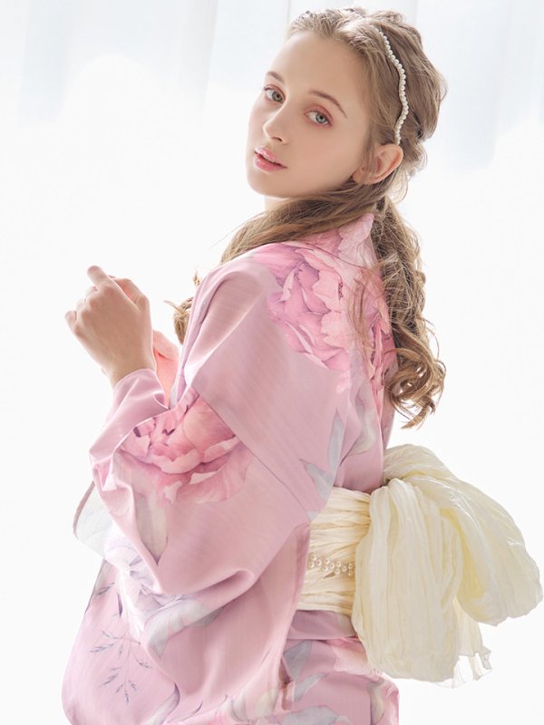 画像27: 【即日発送】【浴衣】大人スウィート/ピンク地に大柄牡丹浴衣[YMT]