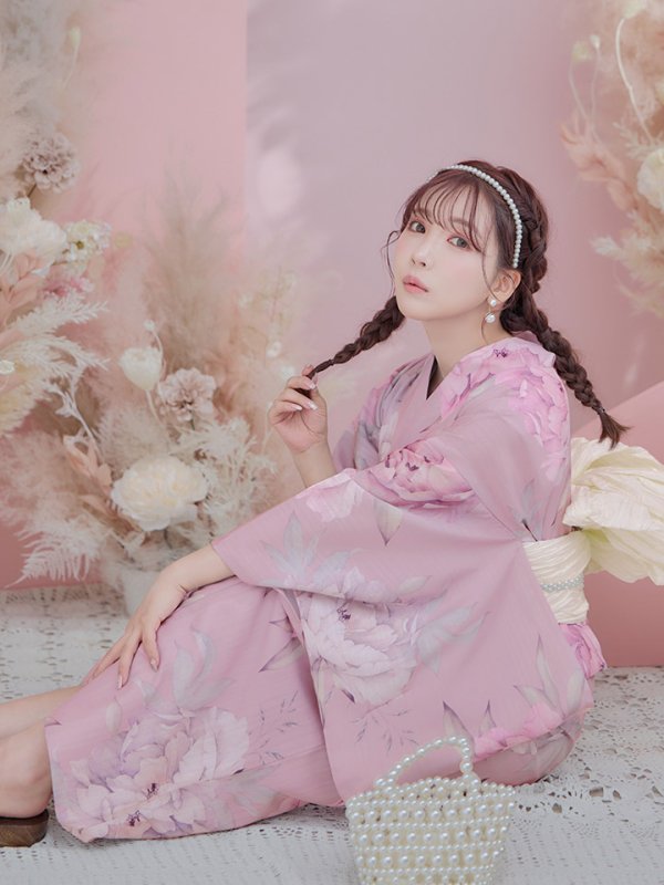 画像9: 【即日発送】【浴衣】大人スウィート/ピンク地に大柄牡丹浴衣[YMT]