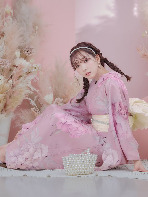 画像6: 【即日発送】【浴衣】大人スウィート/ピンク地に大柄牡丹浴衣[YMT]