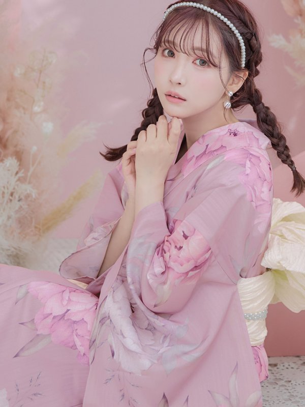 画像3: 【即日発送】【浴衣】大人スウィート/ピンク地に大柄牡丹浴衣[YMT]