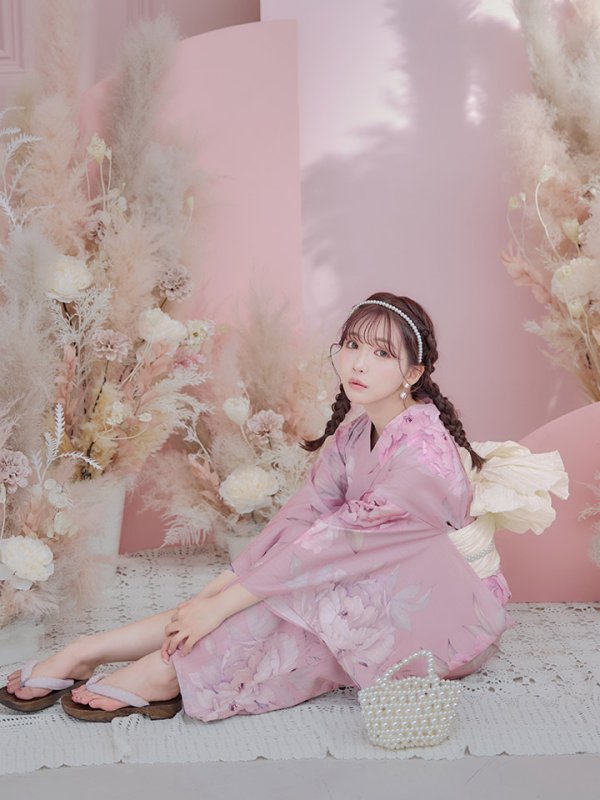 画像16: 【即日発送】【浴衣】大人スウィート/ピンク地に大柄牡丹浴衣[YMT]