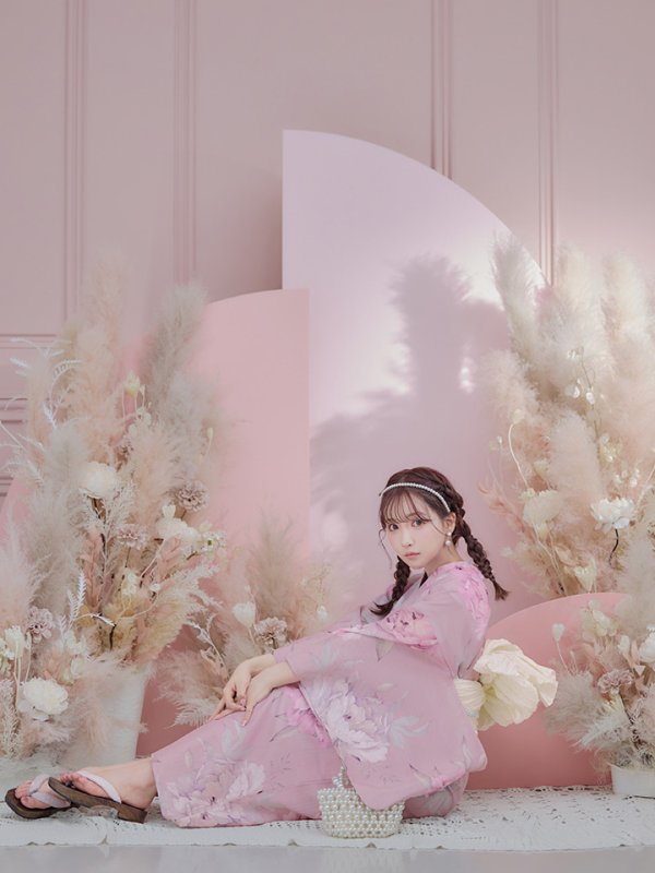 画像18: 【即日発送】【浴衣】大人スウィート/ピンク地に大柄牡丹浴衣[YMT]