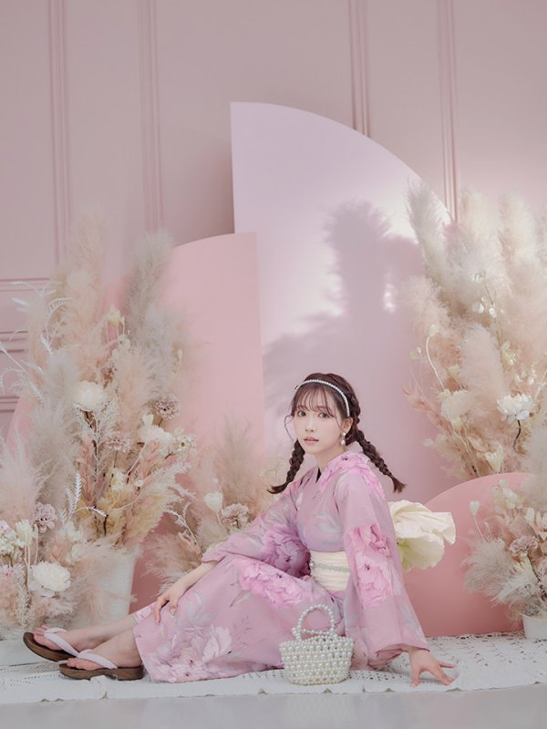 画像15: 【即日発送】【浴衣】大人スウィート/ピンク地に大柄牡丹浴衣[YMT]