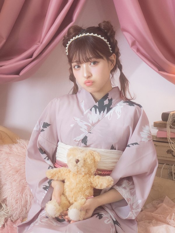 画像11: 【即日発送】【浴衣セール！】【浴衣】 くすみピンク地xニュアンスフラワー 牡丹柄 浴衣【浴衣３点セット 浴衣/帯/下駄】[YMT]