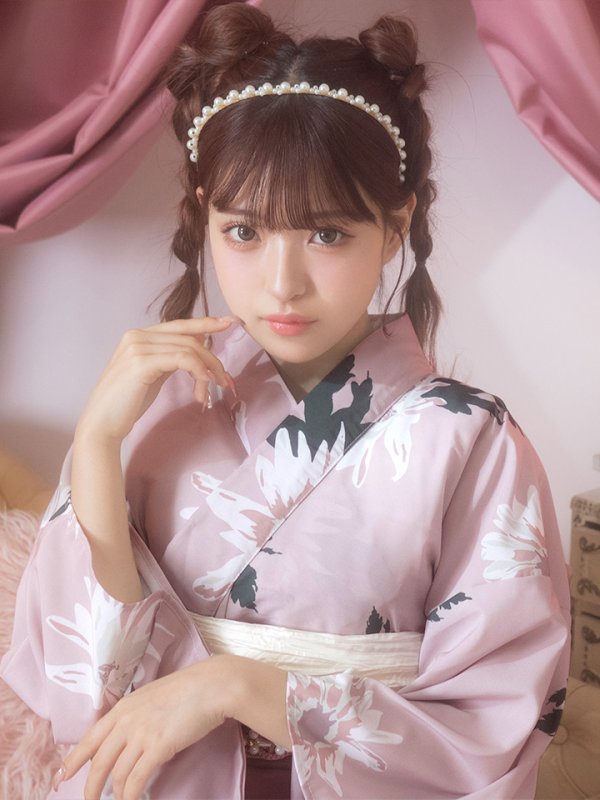 画像15: 【即日発送】【浴衣セール！】【浴衣】 くすみピンク地xニュアンスフラワー 牡丹柄 浴衣【浴衣３点セット 浴衣/帯/下駄】[YMT]