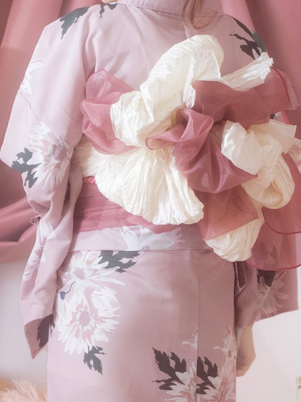 画像6: 【即日発送】【浴衣セール！】【浴衣】 くすみピンク地xニュアンスフラワー 牡丹柄 浴衣【浴衣３点セット 浴衣/帯/下駄】[YMT]