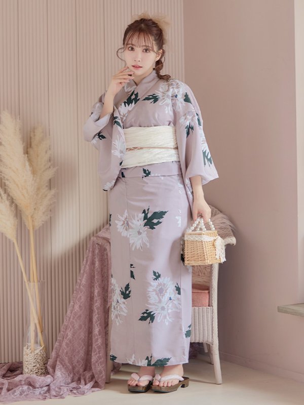 画像11: 【浴衣セール！】【即日発送】 くすみピンク地xニュアンスフラワー 牡丹柄 浴衣【浴衣３点セット 浴衣/帯/下駄】[YMT]