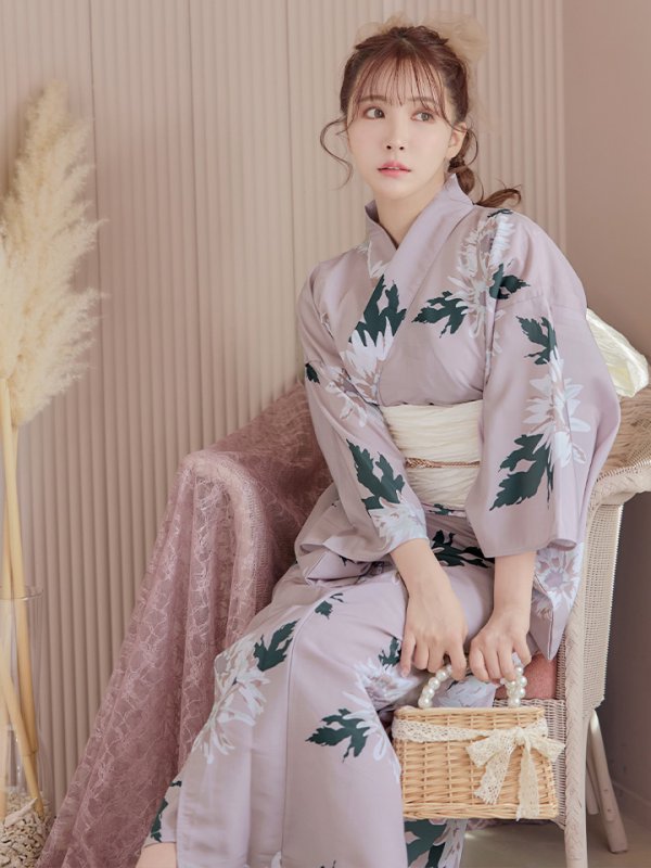 画像12: 【浴衣セール！】【即日発送】 くすみピンク地xニュアンスフラワー 牡丹柄 浴衣【浴衣３点セット 浴衣/帯/下駄】[YMT]