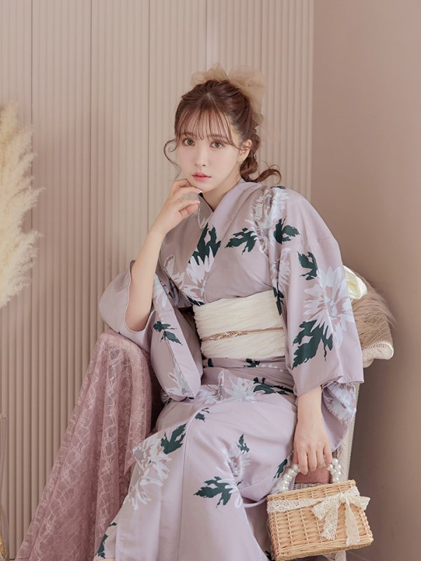 画像14: 【浴衣セール！】【即日発送】 くすみピンク地xニュアンスフラワー 牡丹柄 浴衣【浴衣３点セット 浴衣/帯/下駄】[YMT]