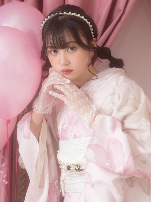 画像9: 【即日発送！】【浴衣】大人スウィート/ピンク地x百合浴衣【浴衣３点セット 浴衣/帯/下駄】[FB02]