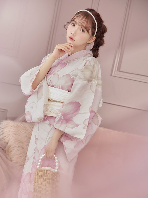 画像16: 【即日発送！】【浴衣】  大人スウィート/ピンク地x百合浴衣【浴衣３点セット 浴衣/帯/下駄】[FB02]