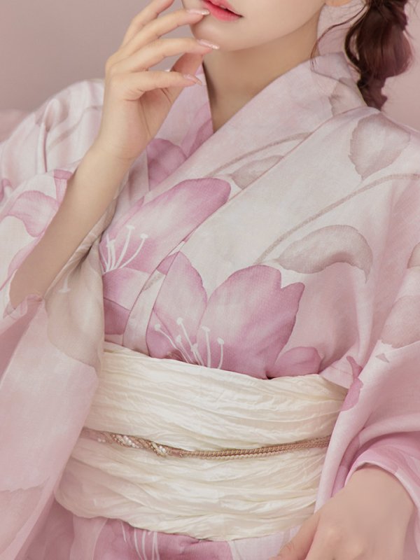 画像5: 【即日発送！】【浴衣】  大人スウィート/ピンク地x百合浴衣【浴衣３点セット 浴衣/帯/下駄】[FB02]