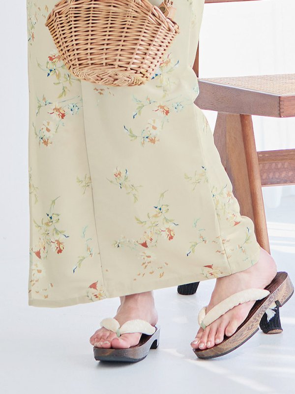 画像7: 【即日発送】【浴衣セール！】ベージュ地×小花柄浴衣  【浴衣３点セット 浴衣/帯/下駄】[YMT]