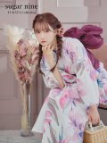 大人スウィート/水彩フラワー 牡丹柄 浴衣  OBI-siwa-200-kj-7-RoseWI / HIMO-900-yn-8-P / YA-68-kn-P / HEKO-800-sb-5-W / GETA-02-ok-5-P [YMT]
