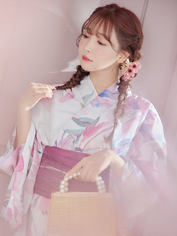 画像18: 【即日発送】大人スウィート/水彩フラワー 牡丹柄 浴衣【浴衣３点セット 浴衣/帯/下駄】[YMT]