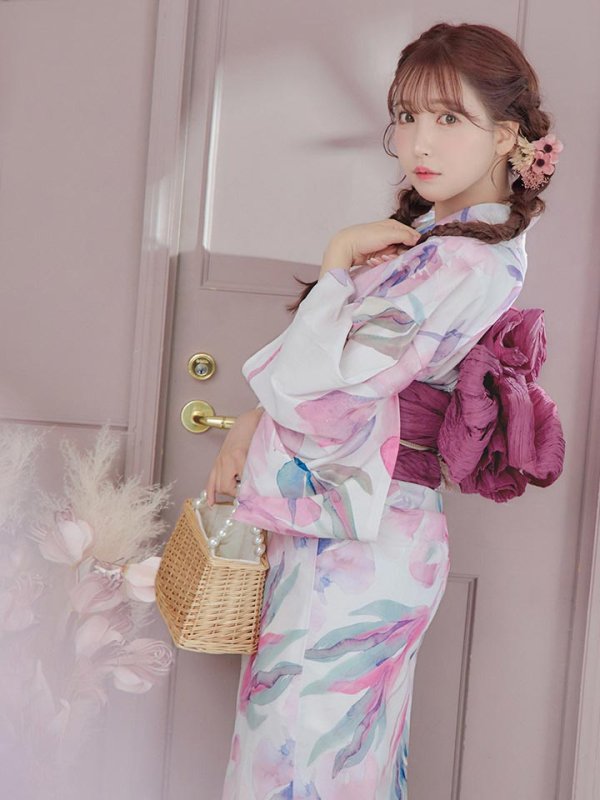 画像10: 【即日発送】大人スウィート/水彩フラワー 牡丹柄 浴衣【浴衣３点セット 浴衣/帯/下駄】[YMT]