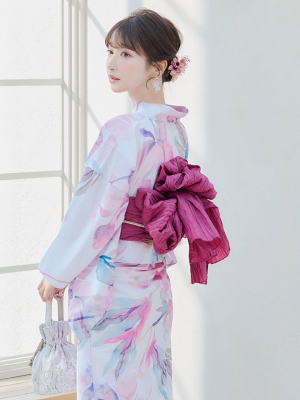画像10: 【即日発送】大人スウィート/水彩フラワー 牡丹柄 浴衣  【浴衣３点セット 浴衣/帯/下駄】[YMT]