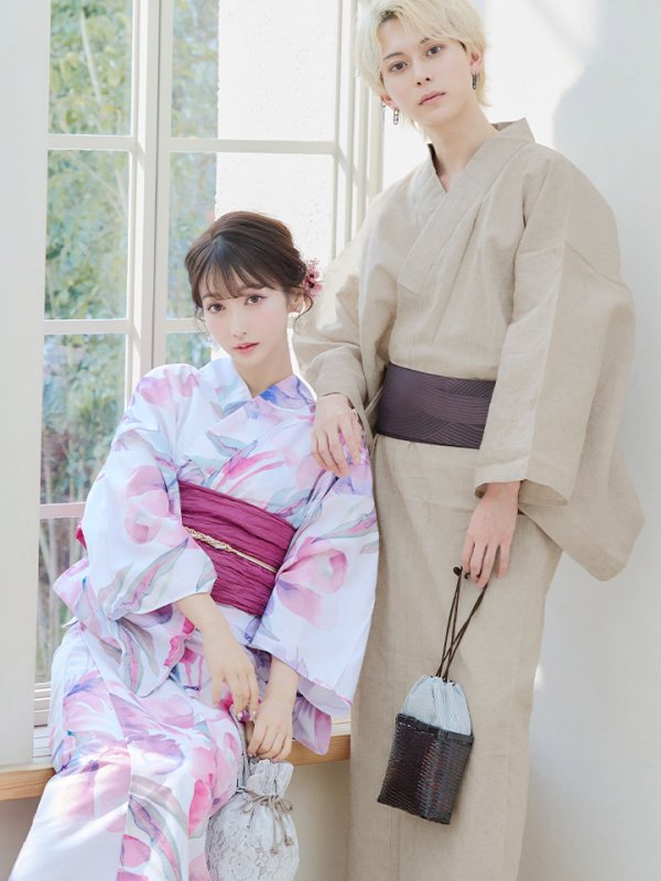 画像17: 【即日発送】大人スウィート/水彩フラワー 牡丹柄 浴衣  【浴衣３点セット 浴衣/帯/下駄】[YMT]