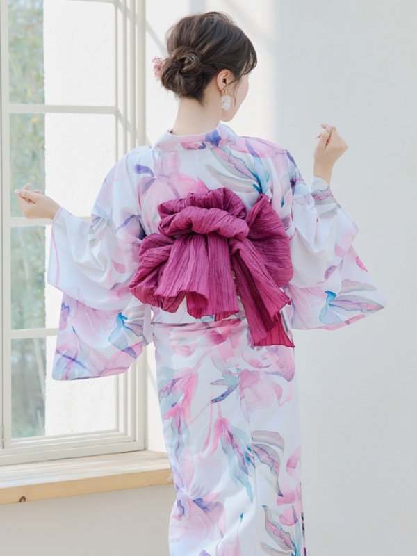 画像8: 【即日発送】大人スウィート/水彩フラワー 牡丹柄 浴衣  【浴衣３点セット 浴衣/帯/下駄】[YMT]