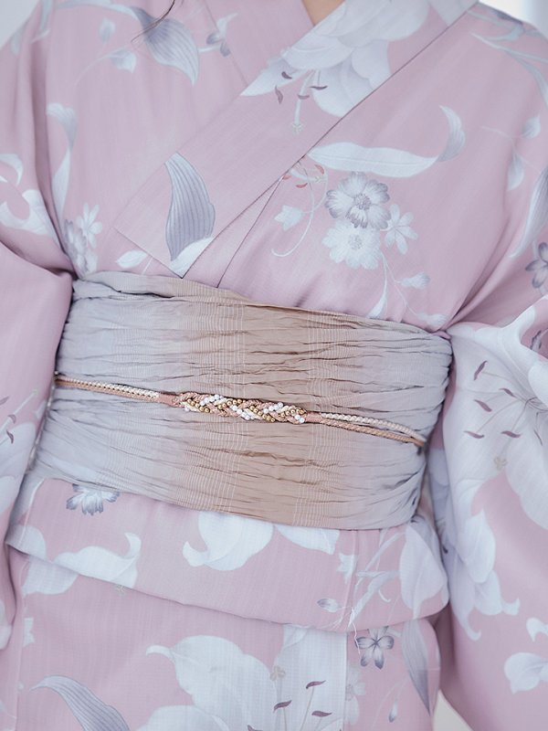 画像5: 【即日発送】【浴衣セール！】【浴衣】大人スウィート/ ピンク地に百合の大人浴衣  【浴衣３点セット 浴衣/帯/下駄】[YMT]