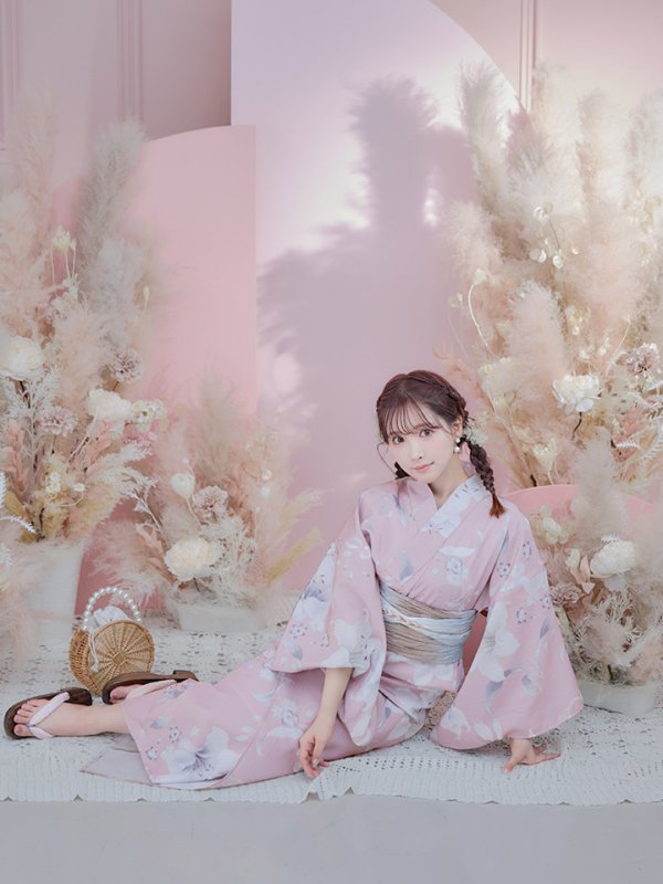 画像13: 【即日発送】【浴衣セール！】【浴衣】大人スウィート/ピンク地に百合の大人浴衣【浴衣３点セット 浴衣/帯/下駄】[YMT]