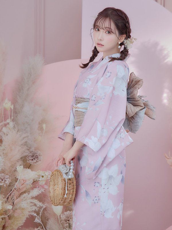 画像15: 【即日発送】【浴衣セール！】【浴衣】大人スウィート/ピンク地に百合の大人浴衣【浴衣３点セット 浴衣/帯/下駄】[YMT]