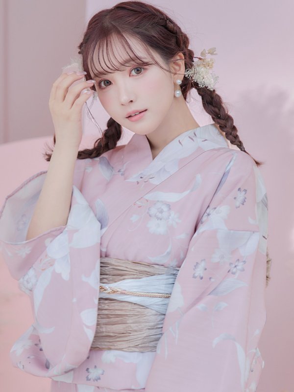 画像16: 【即日発送】【浴衣セール！】【浴衣】大人スウィート/ピンク地に百合の大人浴衣【浴衣３点セット 浴衣/帯/下駄】[YMT]