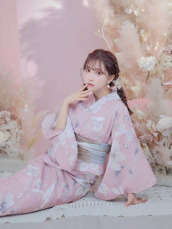 画像17: 【即日発送】【浴衣セール！】【浴衣】大人スウィート/ピンク地に百合の大人浴衣【浴衣３点セット 浴衣/帯/下駄】[YMT]