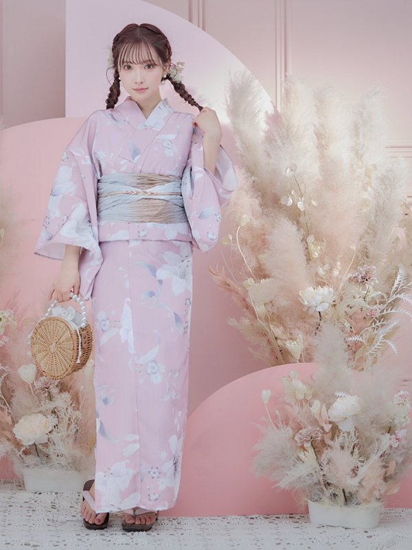 画像18: 【即日発送】【浴衣セール！】【浴衣】大人スウィート/ピンク地に百合の大人浴衣【浴衣３点セット 浴衣/帯/下駄】[YMT]