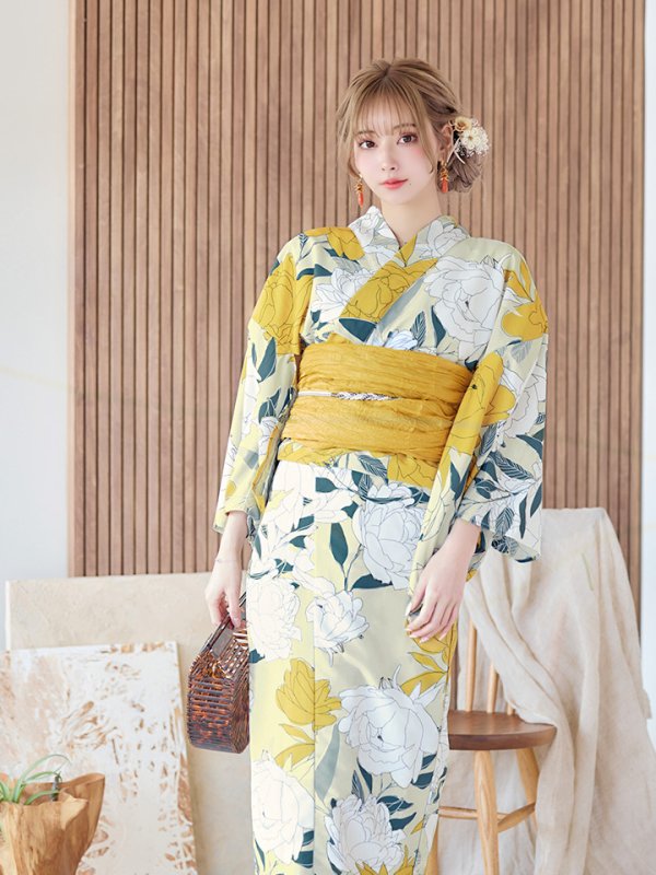 画像10: 【即日発送】レトロモダン牡丹浴衣【浴衣３点セット 浴衣/帯/下駄】[YMT]