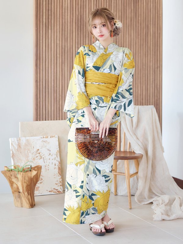 画像4: 【即日発送】レトロモダン牡丹浴衣【浴衣３点セット 浴衣/帯/下駄】[YMT]