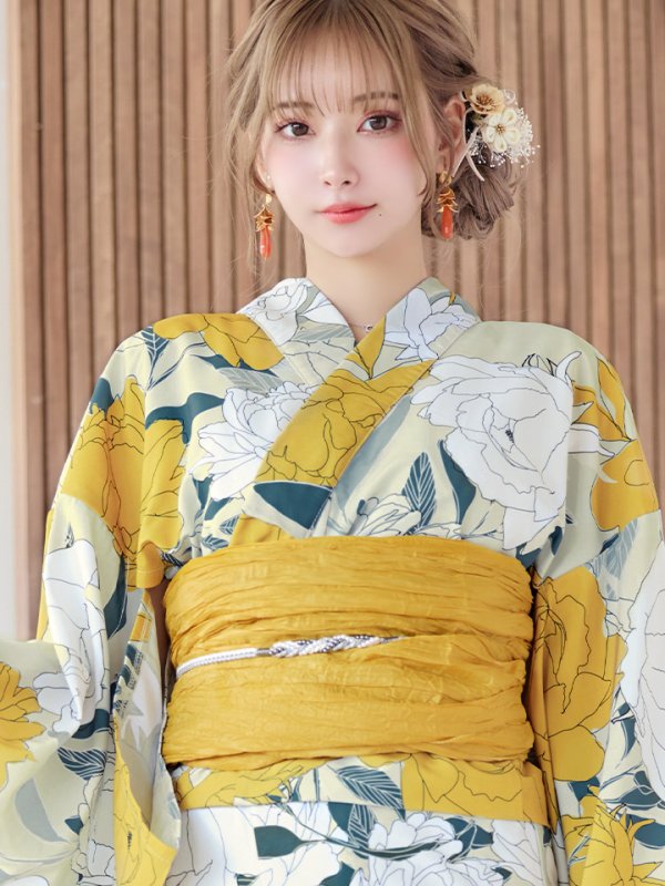 画像6: 【即日発送】レトロモダン牡丹浴衣【浴衣３点セット 浴衣/帯/下駄】[YMT]