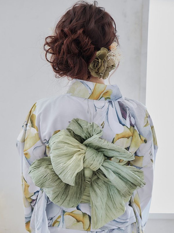 画像6: 【即日発送】イエローフラワーと木蓮浴衣  【浴衣３点セット 浴衣/帯/下駄】[YMT]