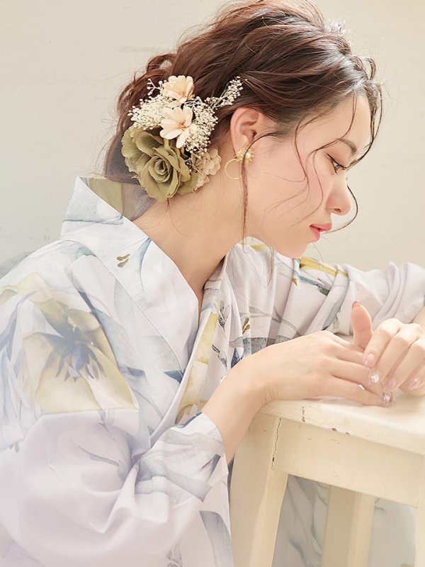 画像7: 【即日発送】イエローフラワーと木蓮浴衣  【浴衣３点セット 浴衣/帯/下駄】[YMT]