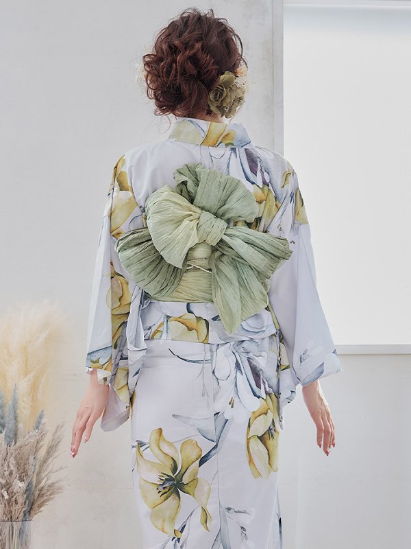 画像9: 【即日発送】イエローフラワーと木蓮浴衣  【浴衣３点セット 浴衣/帯/下駄】[YMT]