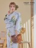画像2: 【即日発送】イエローフラワーと木蓮浴衣  【浴衣３点セット 浴衣/帯/下駄】OBI-g-500-kj-6-GR/ HIMO-900-yn-3-GYxGD/ YA-944-kj-GR/ HEKO-800-sb-5-W/ GETA-02-ok-2-IV  [YMT] (2)