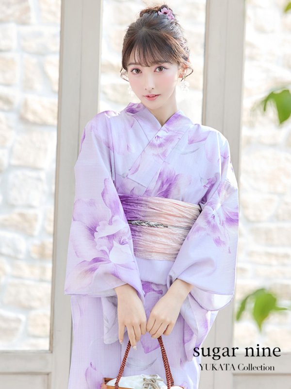 画像3: 【即日発送】【浴衣】ストライプ地 /グラデーション木蓮浴衣  【浴衣３点セット 浴衣/帯/下駄】[YMT]