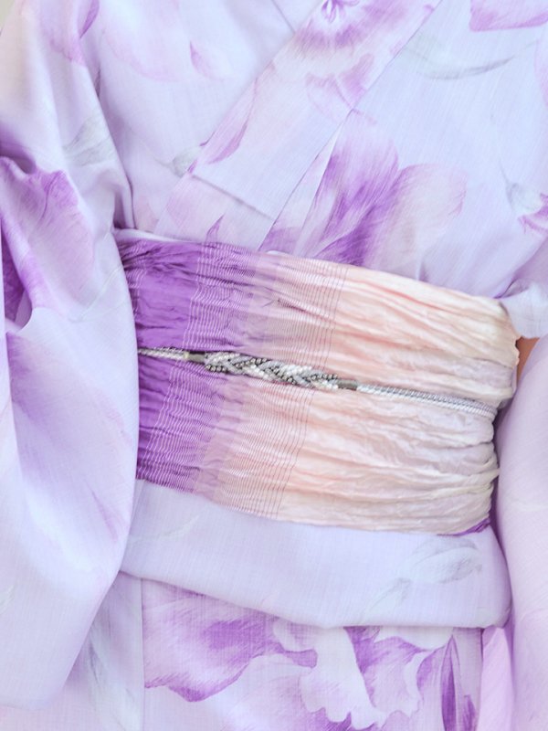 画像5: 【即日発送】【浴衣】ストライプ地 /グラデーション木蓮浴衣  【浴衣３点セット 浴衣/帯/下駄】[YMT]