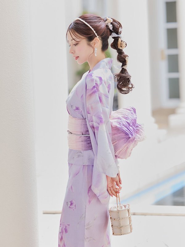 画像10: 【即日発送！】【浴衣】ストライプ地 /グラデーション木蓮浴衣  【浴衣３点セット 浴衣/帯/下駄】[YMT]