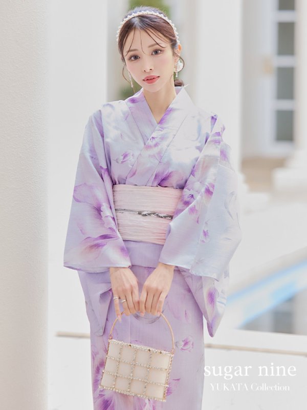 画像3: 【即日発送！】【浴衣】ストライプ地 /グラデーション木蓮浴衣  【浴衣３点セット 浴衣/帯/下駄】[YMT]