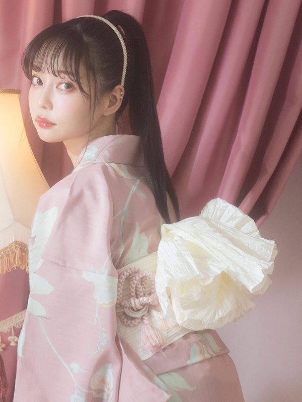 画像13: 【浴衣セール！】【即日発送】【浴衣】大人スウィート/ピンク地フラワー浴衣【浴衣３点セット 浴衣/帯/下駄】[OF04]