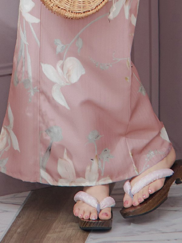 画像12: 【浴衣セール！】【即日発送】【浴衣】 大人スウィート/ピンク地フラワー浴衣【浴衣３点セット 浴衣/帯/下駄】[YMT]