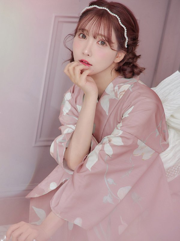 画像8: 【浴衣セール！】【即日発送】【浴衣】 大人スウィート/ピンク地フラワー浴衣【浴衣３点セット 浴衣/帯/下駄】[YMT]