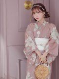 【即日発送】【浴衣】 大人スウィート/ピンク地フラワー浴衣  OBI-siwa-200-kj-6-W / HIMO-903-kj-W02 / YA-1079-kj-6-W / HEKO-800-sb-5-W / GETA-02-ok-5-P [YMT]